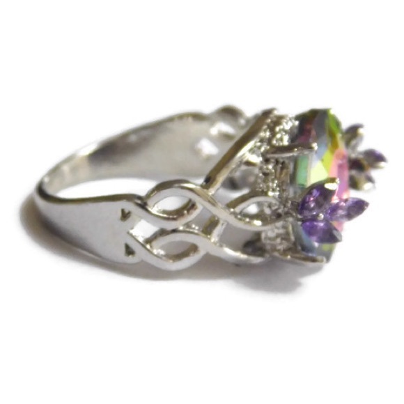 Mystic Topaz & Amethyst Statement Ring - Picture 3 of 4